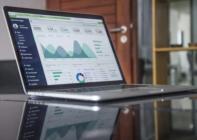 Laptop showing a sample analytics dashboard